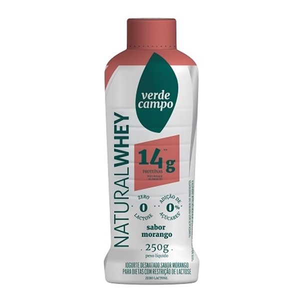 Imagem de Iogurte Natural Whey  14g -  Verde Campo  Morango 250g