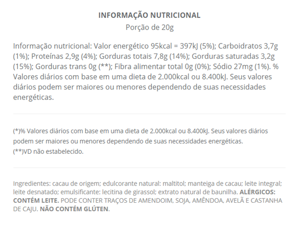 Imagem de CHOC chocolate 45% cacau ao leite Zero Açúcar 80g