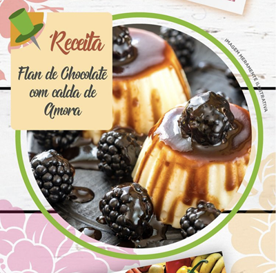 Flan de Chocolate com Calda de Amora