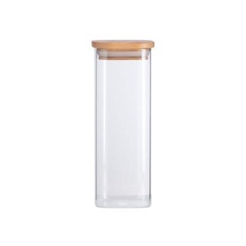 Imagem de Pote de Mantimento Oikos Quadrado Flat Tampa Bambu 400ml