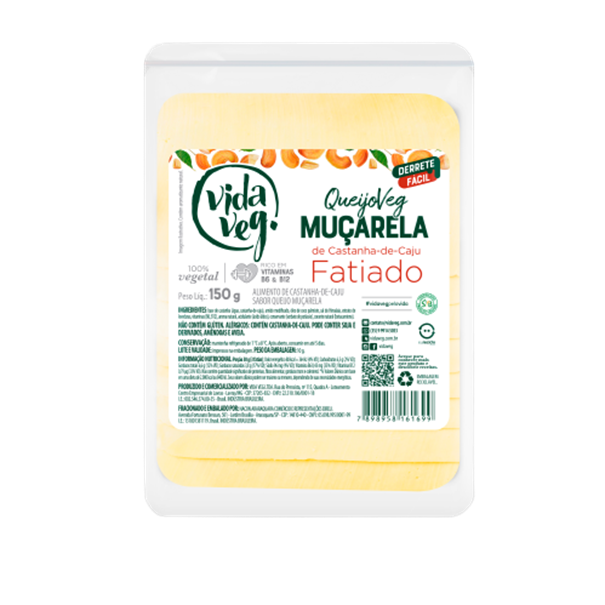 Imagem de Queijo Muçarela de Castanha Caju Fatiado Vida Veg 150g