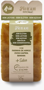Imagem de Pão forma s/glúten e Lactose de  alho congelado 525g -Arin