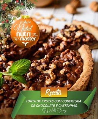 Torta de Frutas Com Cobertura de Chocolate e Castanhas