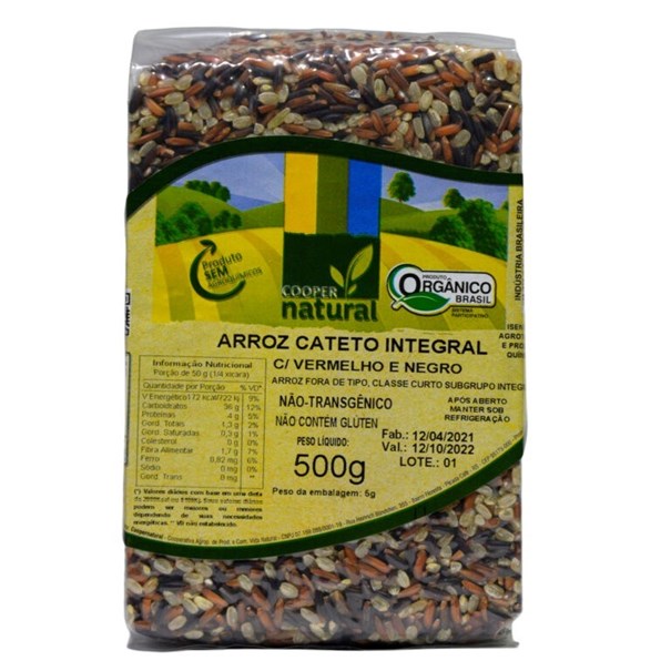 Imagem de Arroz Cateto Integral Vermelho e Negro Coopernatural 500g