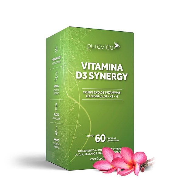 Imagem de Vitamina D3 Sinergy Pura Vida 60 caps
