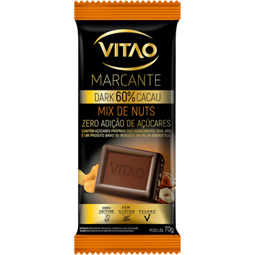 Imagem de Chocolate Meio Amargo Zero com Mix Nuts Vitao 70g