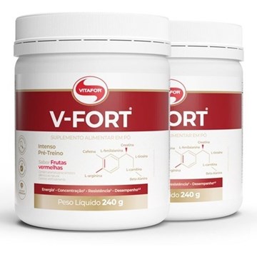 Imagem de Pré-Treino V-Fort Sabor Frutas Vermelhas Vitafor 240g
