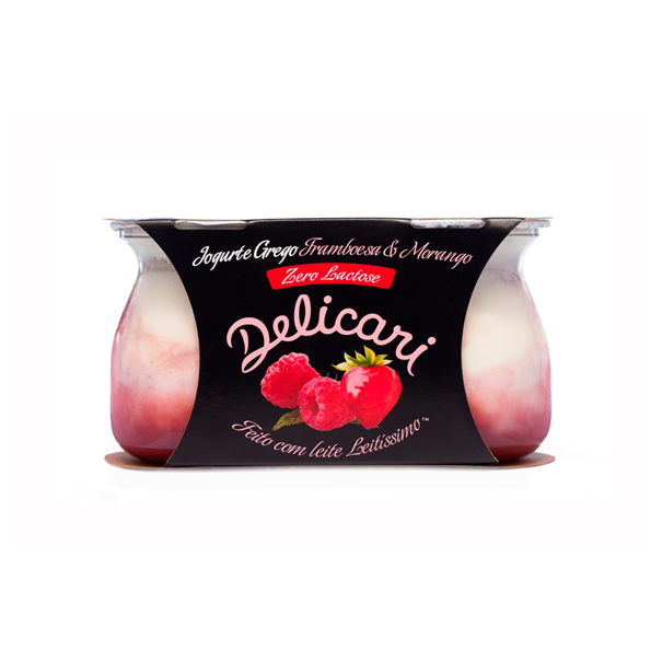 Imagem de Iogurte Grego Zero Lactose Delicari Morango e Framboesa 340g