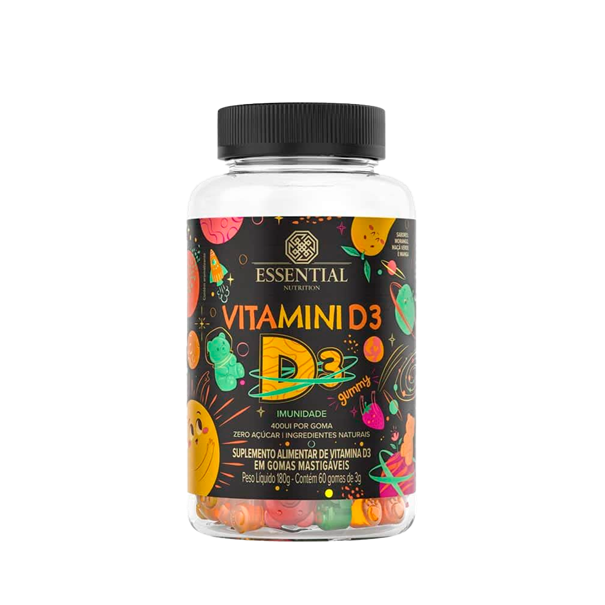 Imagem de Vitamina D - Vitamini D3 (60 gomas 3g) 180g - Essential Nutrition