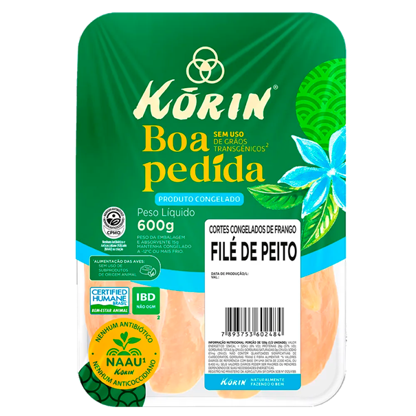 Imagem de Filé de Peito de Frango Korin Livre de Transgênicos 600g